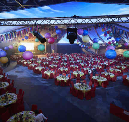 ICC,Hall 3, Banquet, Dinner Set Up, Empty, From Balcony J11